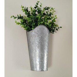 New 2 Pack Galvanized Metal Wall Planter with Artificial Eucalyptus Farmhouse